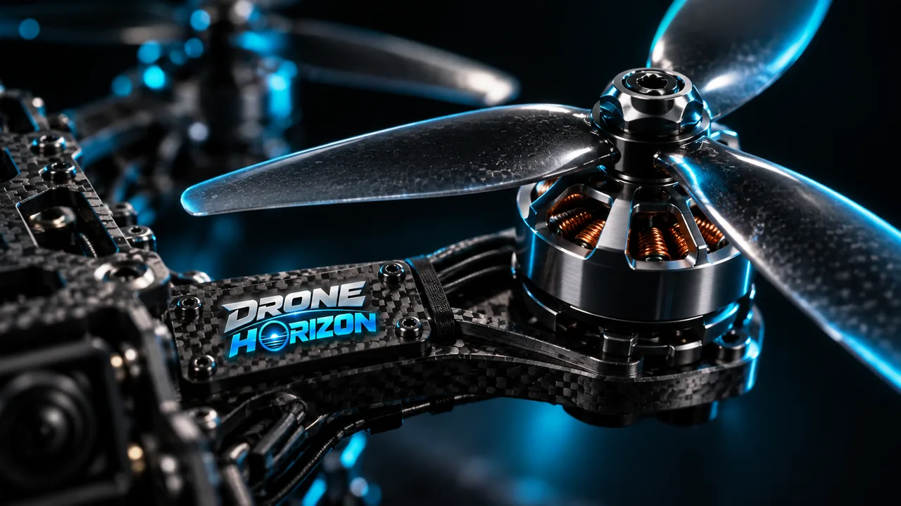 Drone Horizon carbon-fibre motor and propeller detail